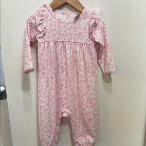 The Beaufort Bonnet Company Pink Floral Ruffle Long-Sleeve Baby Romper